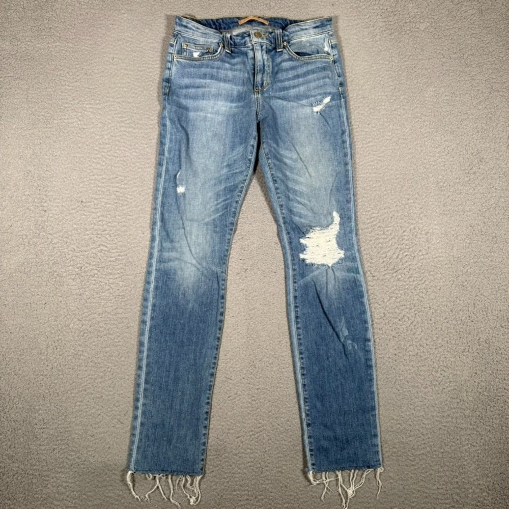 Joe's Jeans Womens 28x30 Blue Wakley Cuff Crop Distressed Skinny Denim Preppy